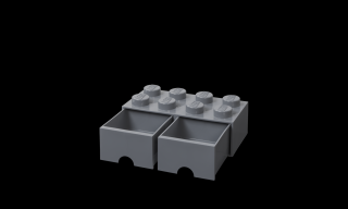 LEGO® Sötétszürke fiókos tároló doboz, 8 bütyökkel