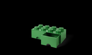 LEGO® Sötétzöld fiókos tároló doboz, 8 bütyökkel
