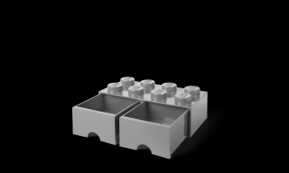 LEGO® Szürke fiókos tároló doboz, 8 bütyökkel