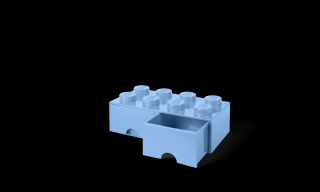 LEGO® Világoskék fiókos tároló doboz, 8 bütyökkel
