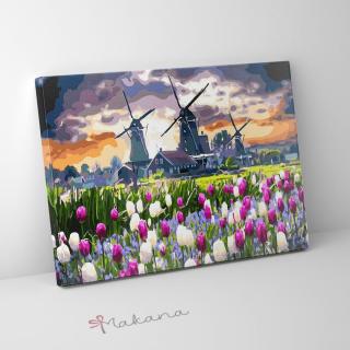 Holland tulipánföld - Számfestő készlet, kerettel (40x50 cm)