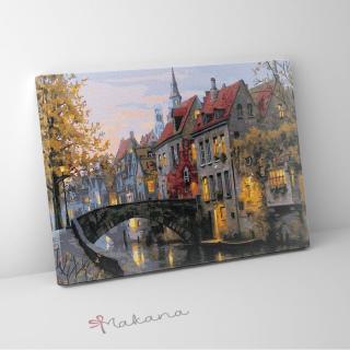 Régi belga utcák, Brugge - Számfestő készlet, kerettel (40x50 cm)