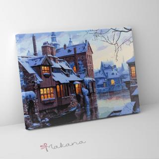 Téli este Bruggeben - Számfestő készlet, kerettel (50x65 cm)