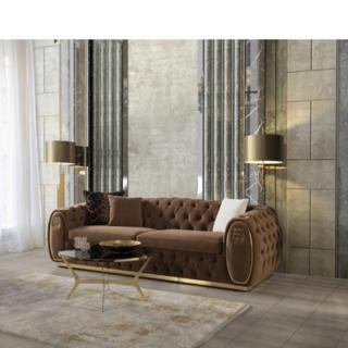 Carrie 3 személyes Modern Chesterfield Kanapé Barna