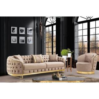 CHELSEA GOLD Modern Chesterfield BÉZS 3 személyes KANAPÉ