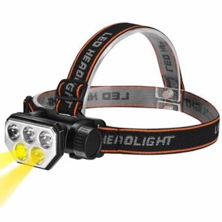 LED fejlámpa fehér és kék fényű izzókkal, USB kábellel - SQ-815