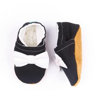 'Fekete-fehér masni' puhatalpú cipő