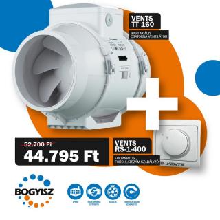 VENTS TT 160 IPARI CSŐVENTILÁTOR RS-1-400 N FORDULATSZÁM SZABÁLYZÓVAL 1,8A