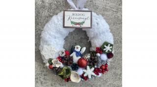 Adventi kopogtató 005 - 22 cm-es, fehér műszőrme alapon