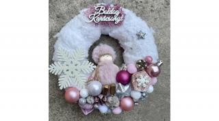 Adventi kopogtató 067 - 22 cm-es, fehér műszőrme alapon