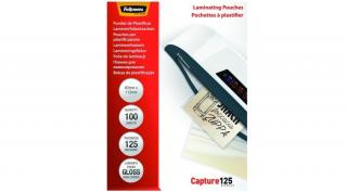 Lamináló fólia FELLOWES 83x113 mm 125 mikron fényes 100/csom