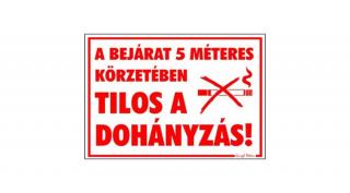 Matrica A bejárat 5m-es körzetében tilos a dohányzás! piros "C"