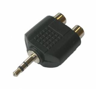 Master Audio   HY1745 ABS / fém adapter: 2 x RCA aljzat - sztereó mini Jack 3,5 mm-es csatlakozóval