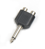 Master Audio   HY1750 ABS / fém adapter: 2 x RCA aljzat - mono Jack 6,3 mm-es csatlakozóval