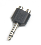 Master Audio HY1751 ABS / fém adapter: 2 x RCA aljzat - stereo Jack 6,3 mm-es csatlakozóval