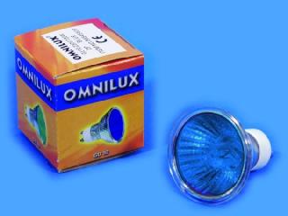 OMNILUX hidegtürkös halogén izzó GU-10 230V 35W 1500h 25° kék 88541506