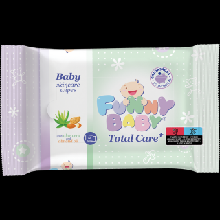Funny baby Total Care  72 lapos baba törlőkendő mandulaolajjal és aloe vera kivonattal