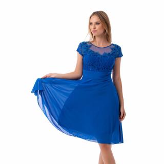 Bella muszlin koktélruha, plus size, királykék