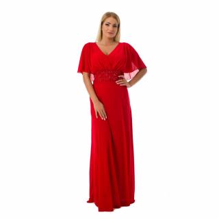 Muszlin ujjú plus size maxiruha, piros