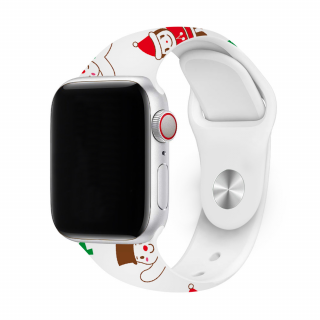 Apple Watch karácsonyi mintás óraszíj - Hóember Óra mérete: 38/40/41mm, Szíj hossza: S-M (kicsi és közepes csukló), Szíj színe: Fehér