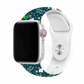 Apple Watch karácsonyi mintás óraszíj - Merry Christmas Óra mérete: 38/40/41mm, Szíj hossza: S-M (kicsi és közepes csukló), Szíj színe: Khaki