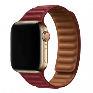 Apple Watch mágneses bőrszíj - Bíborvörös Óra mérete: 42/44/45/49mm, Szíj színe: Piros