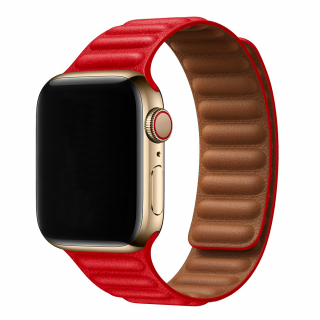 Apple Watch mágneses bőrszíj - Piros Óra mérete: 42/44/45/49mm, Szíj színe: Piros