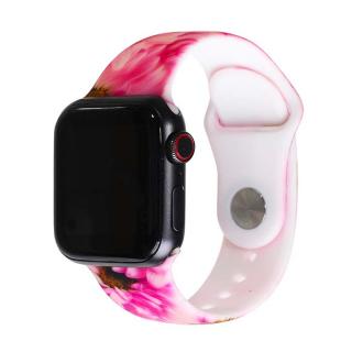 Apple Watch mintás szíj - Rózsaszín napraforgók Óra mérete: 38/40/41mm, Szíj hossza: M-L (közepes és széles csukló), Szíj színe: Rózsaszín