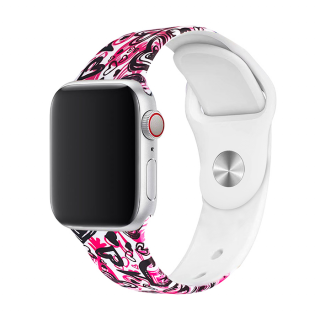 Apple Watch mintás szíj - Szeszélyes szerelem Óra mérete: 38/40/41mm, Szíj hossza: M-L (közepes és széles csukló), Szíj színe: Fehér