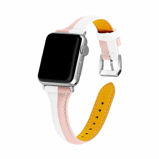 Apple Watch női bőrszíj - Fehér-rózsaszín Óra mérete: 38/40/41mm, Szíj színe: Rózsaszín