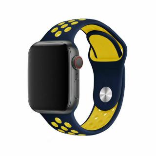 Apple Watch sportszíj - Darkblue yellow Óra mérete: 38/40/41mm, Szíj hossza: M-L (közepes és széles csukló), Szíj színe: Dark-blue-yellow