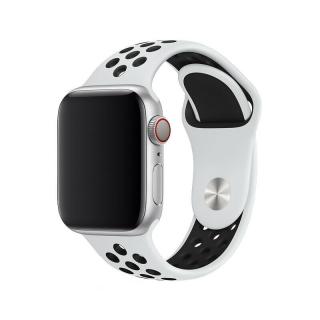 Apple Watch sportszíj - Fehér-fekete Óra mérete: 38/40/41mm, Szíj hossza: M-L (közepes és széles csukló), Szíj színe: Fehér-fekete
