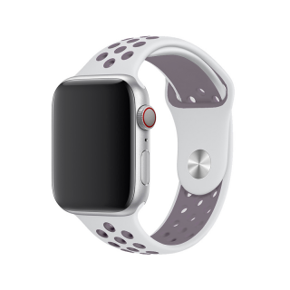 Apple Watch sportszíj - Fehér levendula Óra mérete: 38/40/41mm, Szíj hossza: M-L (közepes és széles csukló), Szíj színe: Fehér-lila