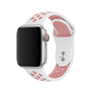 Apple Watch sportszíj - Fehér-világos rózsaszín Óra mérete: 38/40/41mm, Szíj hossza: M-L (közepes és széles csukló), Szíj színe: Fehér-rózsaszín