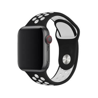 Apple Watch sportszíj - Fekete-fehér Óra mérete: 38/40/41mm, Szíj hossza: M-L (közepes és széles csukló), Szíj színe: Fekete-fehér