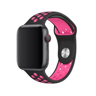Apple Watch sportszíj - Fekete-rózsaszín Óra mérete: 38/40/41mm, Szíj hossza: S-M (kicsi és közepes csukló), Szíj színe: Rózsaszín-fekete