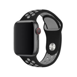 Apple Watch sportszíj - Fekete-szürke Óra mérete: 38/40/41mm, Szíj hossza: M-L (közepes és széles csukló), Szíj színe: Fekete-szürke