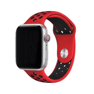 Apple Watch sportszíj - Piros-fekete Óra mérete: 38/40/41mm, Szíj hossza: M-L (közepes és széles csukló), Szíj színe: Piros-fekete