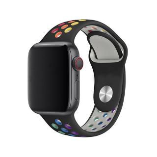 Apple Watch sportszíj - Rainbow black Óra mérete: 38/40/41mm, Szíj hossza: M-L (közepes és széles csukló), Szíj színe: Rainbow black