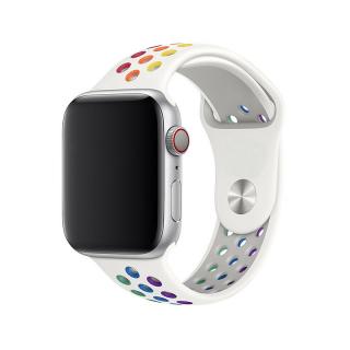 Apple Watch sportszíj - Rainbow white Óra mérete: 38/40/41mm, Szíj hossza: S-M (kicsi és közepes csukló), Szíj színe: Rainbow white