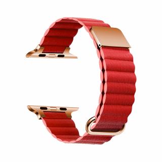 Apple Watch stílusos mágneses bőrszíj - Piros Óra mérete: 38/40/41mm, Szíj színe: Piros