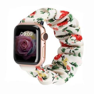 Apple Watch stílusos óraszíj - Fehér virágokkal Óra mérete: 38/40/41mm, Szíj színe: Fehér