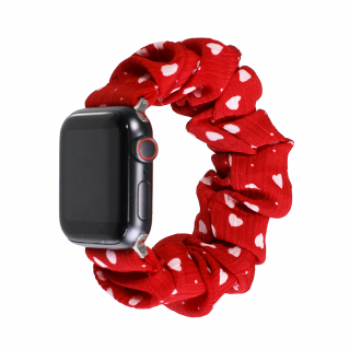 Apple Watch stílusos óraszíj - Piros fehér szívecskékkel Óra mérete: 42/44/45/49mm, Szíj színe: Piros
