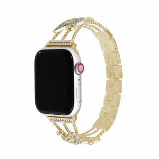 Apple Watch stílusos óraszíj strasszkövekkel és hattyúkkal - Arany Óra mérete: 38/40/41mm, Szíj színe: Gold