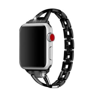 Apple Watch stílusos óraszíj strasszkövekkel - Fekete Óra mérete: 38/40/41mm, Szíj színe: Fekete