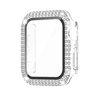 Apple Watch védőtok edzett üveggel és gyémántokkal - Átlátszó Óra mérete: 41mm