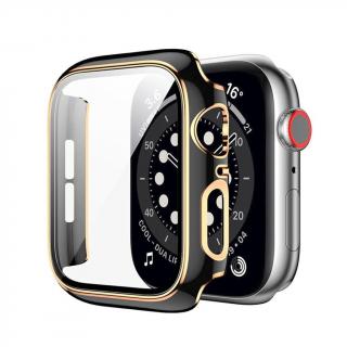 Apple Watch védőtok edzett üveggel - Fekete-rózsaarany Óra mérete: 41mm