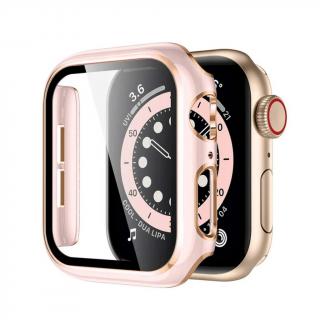Apple Watch védőtok edzett üveggel - Pink-rózsaarany Óra mérete: 42mm