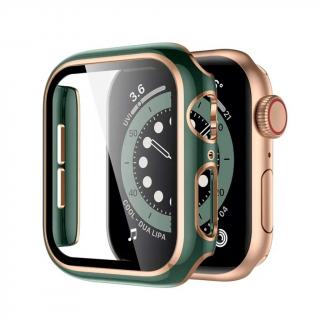 Apple Watch védőtok edzett üveggel - Zöld-rózsaarany Óra mérete: 40mm