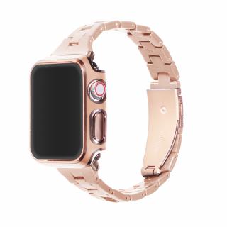 Elegáns Apple Watch óraszíj tokkal - Rózsaszín Óra mérete: 41mm, Szíj színe: Rózsaszín
